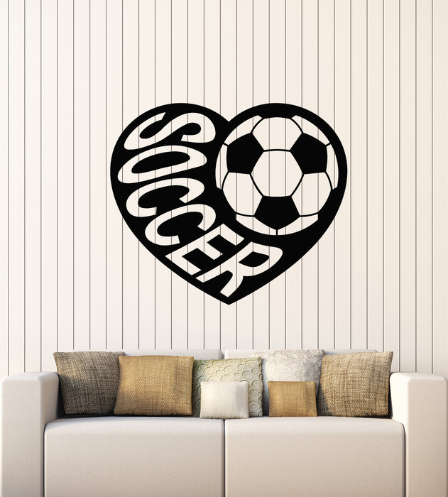 Vinyl Wall Decal Love Soccer Team Game Sport Ball Decor Stickers Mural (g1301)