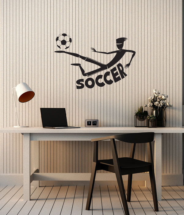 Vinyl Wall Decal Soccer Boy Player Sports Room Art Decoration Idea Interior Stickers Mural (ig5985)