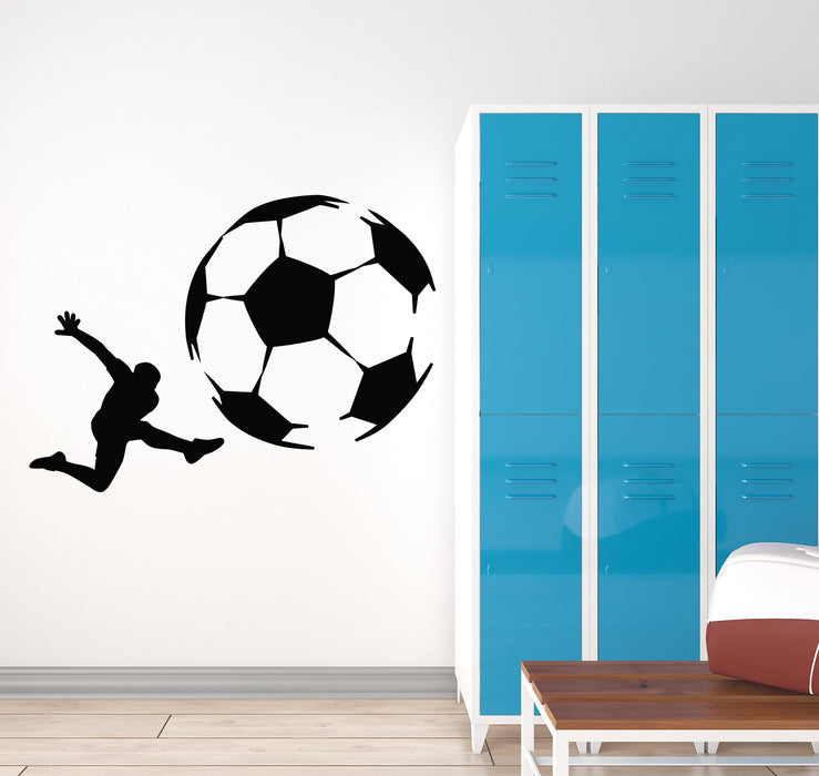 Vinyl Wall Decal Soccer Player Sport Ball Fans Boys Room Stickers Mural (g3373)