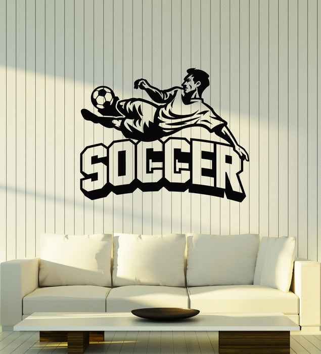 Vinyl Wall Decal Soccer Player Ball Sports Fan Team Game Decor Stickers Mural (g4393)