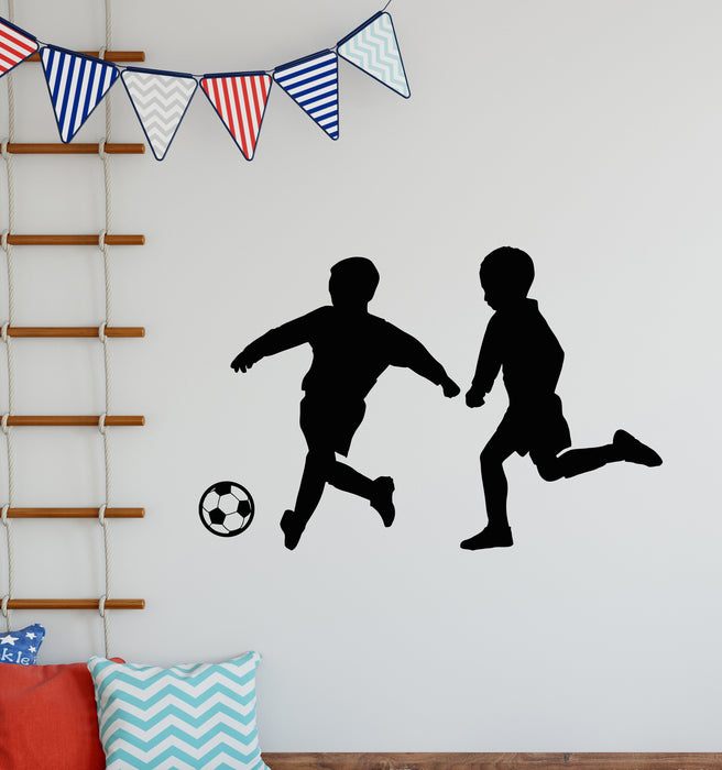 Vinyl Wall Decal Soccer Children Playing Ball Game Sports Stickers Mural (g5664)