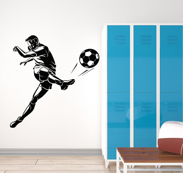 Vinyl Wall Decal Soccer Player Team Game Ball Sing Sports Stickers Mural (g7468)