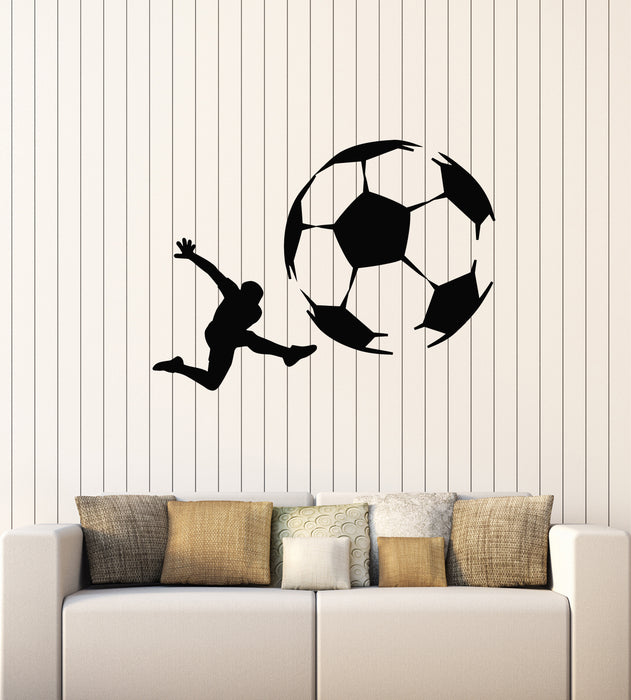 Vinyl Wall Decal Soccer Player Sport Ball Fans Boys Room Stickers Mural (g3373)