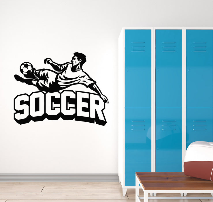 Vinyl Wall Decal Soccer Player Ball Sports Fan Team Game Decor Stickers Mural (g4393)