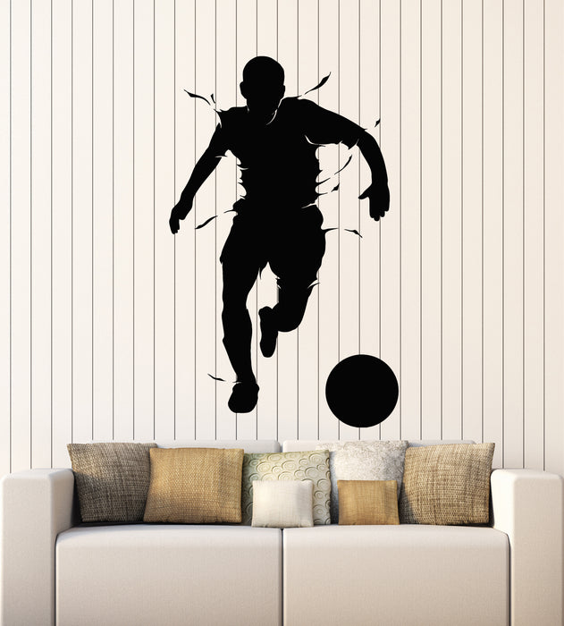 Vinyl Wall Decal Soccer Player Silhouette Ball Game Fun Sport Club Stickers Mural (g7843)