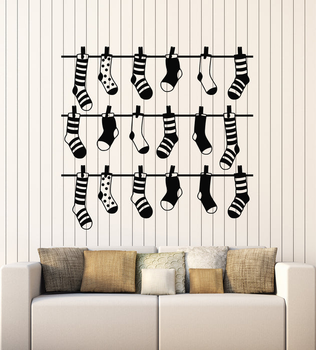 Vinyl Wall Decal Socks Drying Washing Laundry Room Service Stickers Mural (g1287)