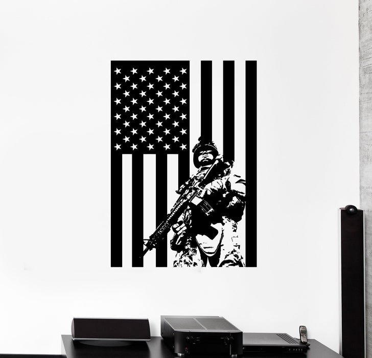 Wall Vinyl US Soldier Marine USA Flag Guaranteed Quality Decal Unique Gift (z3427)