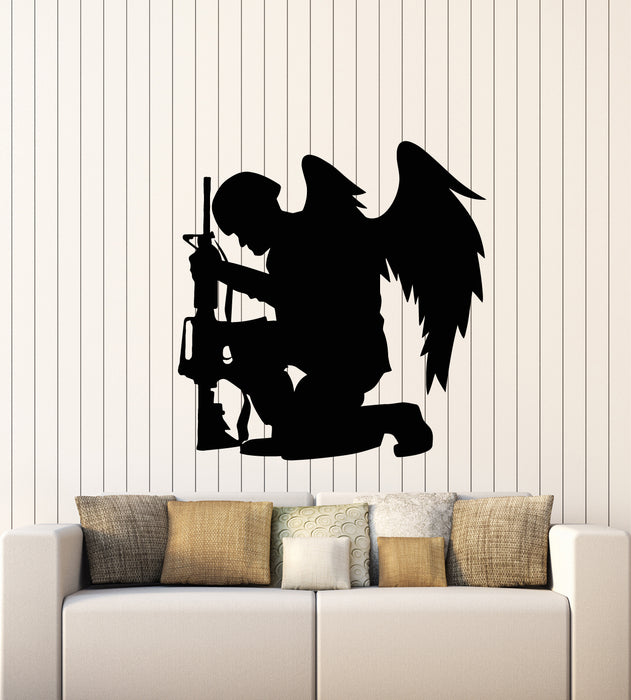 Vinyl Wall Decal Soldier With Wings Weapon Military Stickers Mural (g1814)