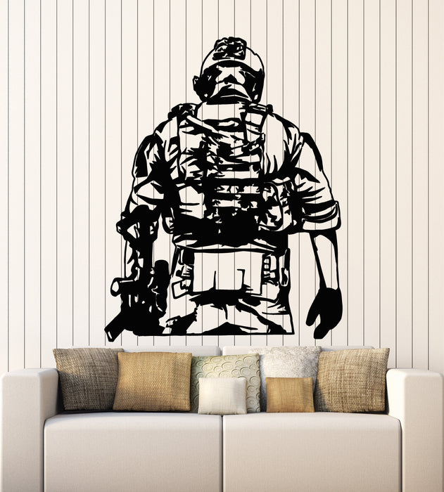 Vinyl Wall Decal American Soldier Military War Patriotic Decor Stickers Mural (g5108)