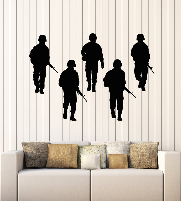 Vinyl Wall Decal Military Army Weapons American Soldiers Patterns Stickers Mural (g6762)