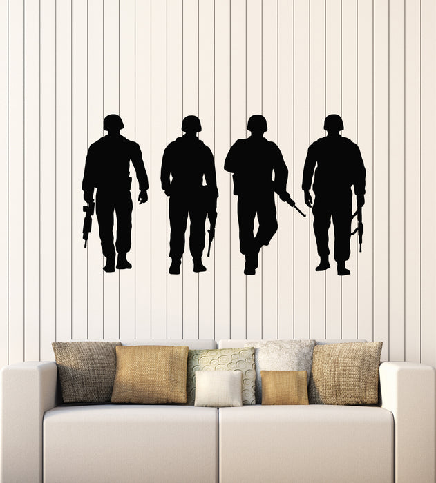 Vinyl Wall Decal Patriotic Soldiers Military Army Weapons Stickers Mural (g4907)