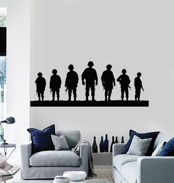 Vinyl Wall Decal Military War Weapons Army Soldiers Warriors Stickers Mural (g2146)