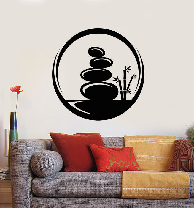 Vinyl Wall Decal Spa Centre Circle Stones Health Natural Beauty Stickers Mural (g1009)