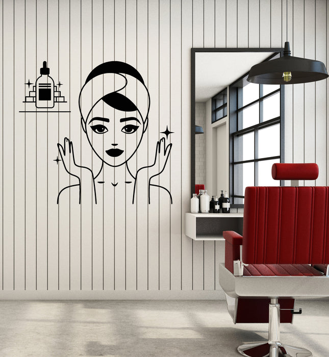 Vinyl Wall Decal Skincare Spa Female Face Massage Beauty Bath Stickers Mural (g1404)