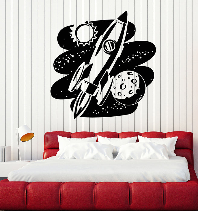 Vinyl Wall Decal Rocket Space Cosmic Astronaut Kid's Room Stickers Mural (g2646)