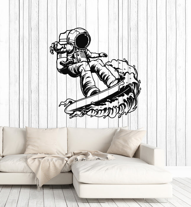Виниловые наклейки на стену Космический декор Серфинг Волны Наклейки с изображением космонавта Фреска (g4824)