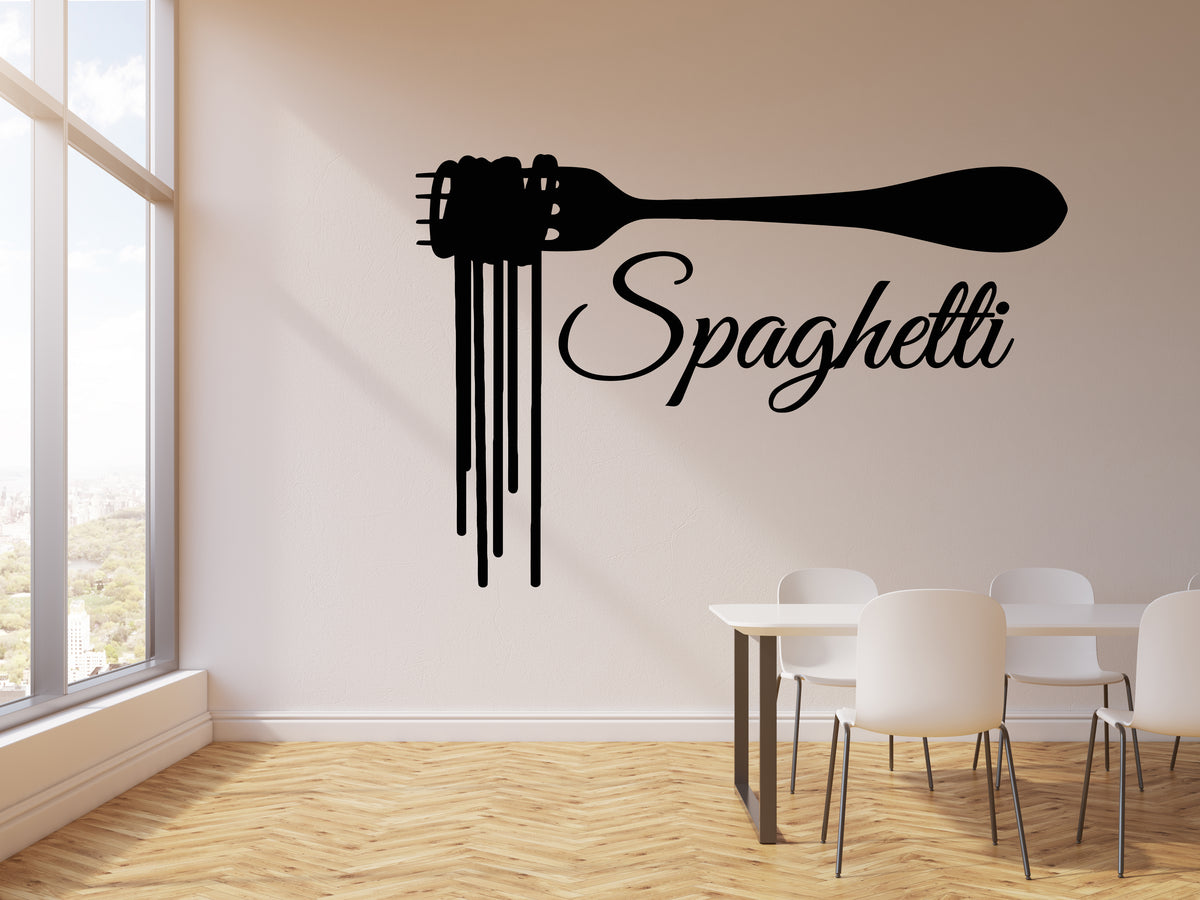 Vinyl Wall Decal Spaghetti Fork Pasta Italian Restaurant Stickers Mura ...