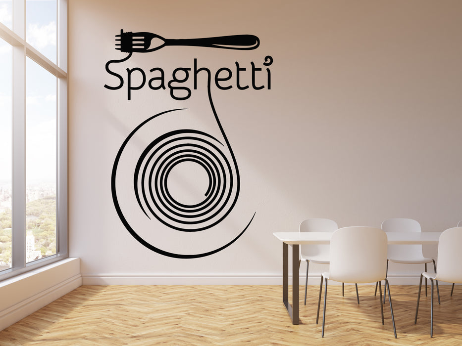 Vinyl Wall Decal Pasta Fork Spaghetti Italian Restaurant Kitchen Stickers Mural (g2853)