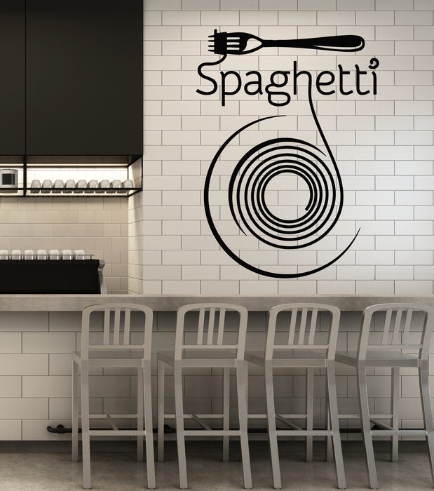 Vinyl Wall Decal Pasta Fork Spaghetti Italian Restaurant Kitchen Stickers Mural (g2853)