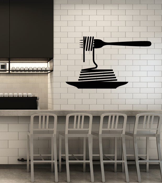 Vinyl Wall Decal Italian Restaurant Logo Pasta Spaghetti Fork Stickers Mural (g2905)