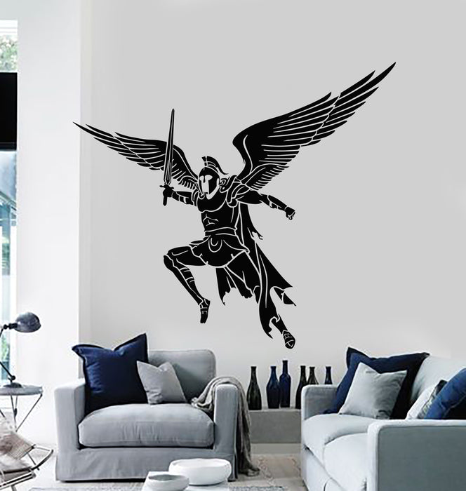 Vinyl Wall Decal Spartan Legionary Warrior With Wings Sword Stickers Mural (g1238)
