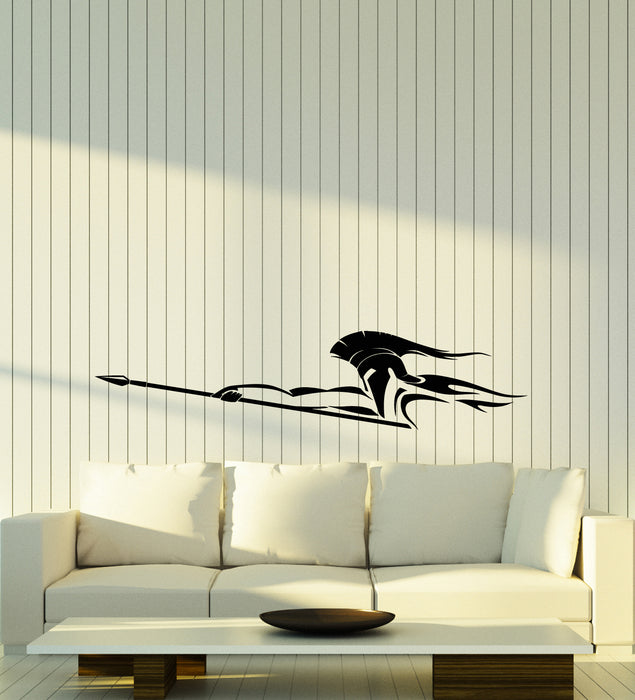 Vinyl Wall Decal Warrior With A Spear Spartan Man In Helmet Stickers (4049ig)