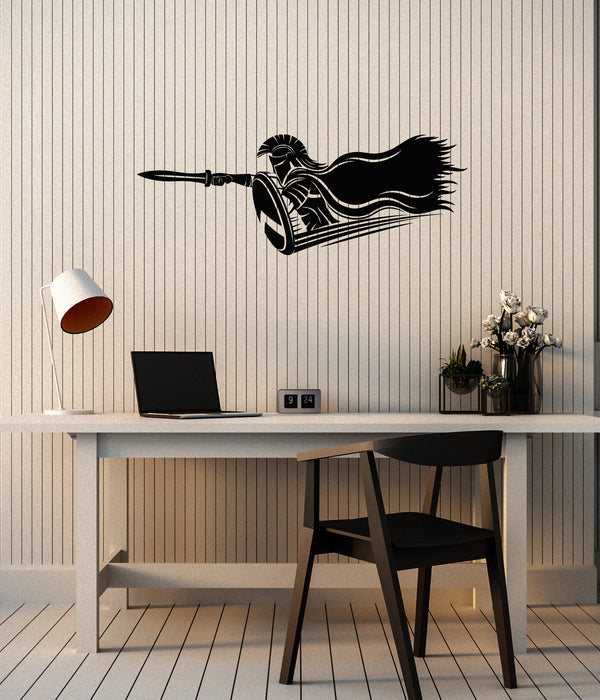 Autocollant mural en vinyle Guerrier spartiate Ancienne guerre mondiale Homme des cavernes Autocollants intérieurs Mural (ig6000)