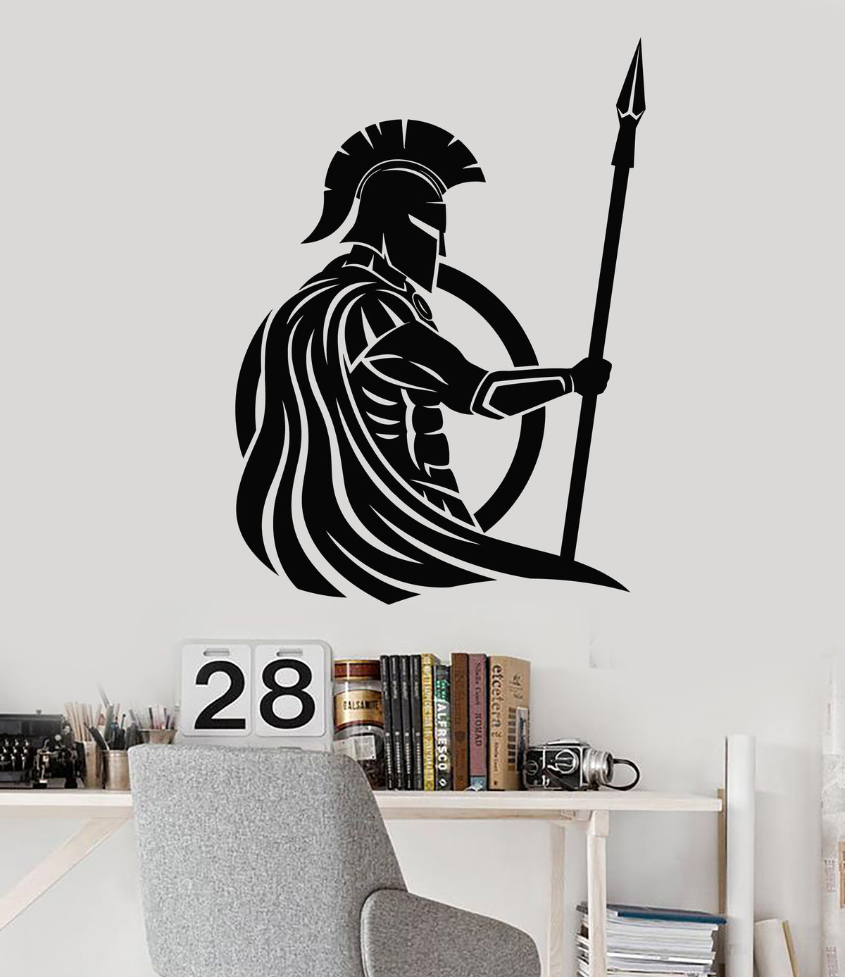 Vinyl Wall Decal Spartan Warrior With Spear And Shield Sparta Stickers ...