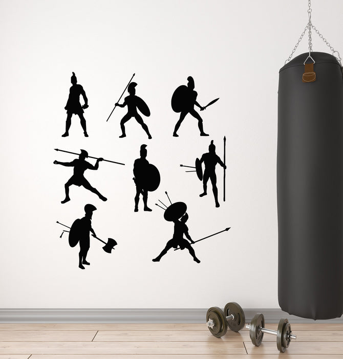 Vinyl Wall Decal Ancient Greek Warriors Silhouettes Weapons Stickers Mural (g7959)