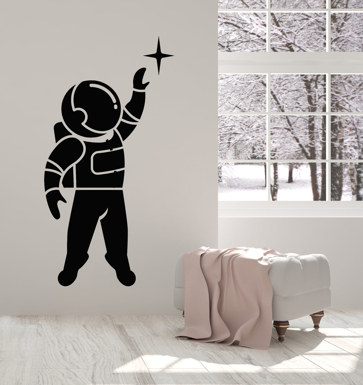 Vinyl Wall Decal Space Kids Bedroom Cosmic Astronaut Star Stickers Mur ...