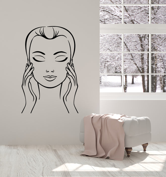 Vinyl Wall Decal Spa Therapy Massage Beauty Woman Face Stickers Mural (g3733)