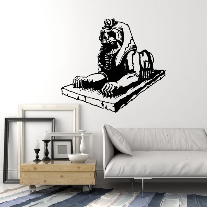 Vinyl Wall Decal Pharaoh Sculpture Sphinx Skeleton Skull Stickers Mural (g5718)