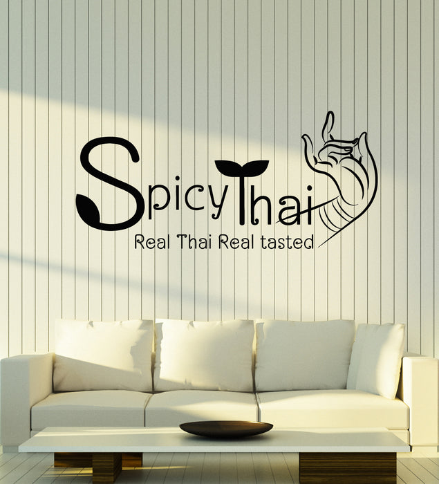 Vinyl Wall Decal Lettering Spicy Food Thai Real Tasted Cuisine Stickers Mural (g7766)