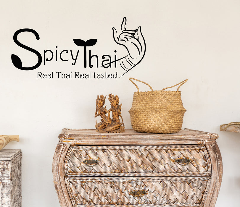 Vinyl Wall Decal Lettering Spicy Food Thai Real Tasted Cuisine Stickers Mural (g7766)