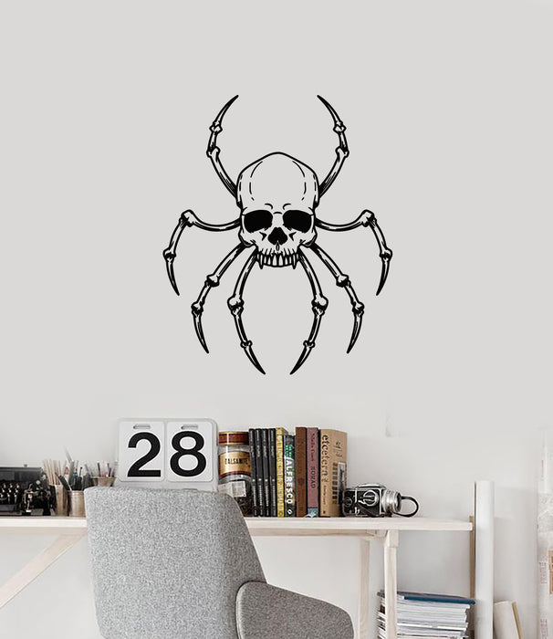 Vinyl Wall Decal  Skull Spider Web Gothic Style Horror Decor Stickers Mural (g6074)