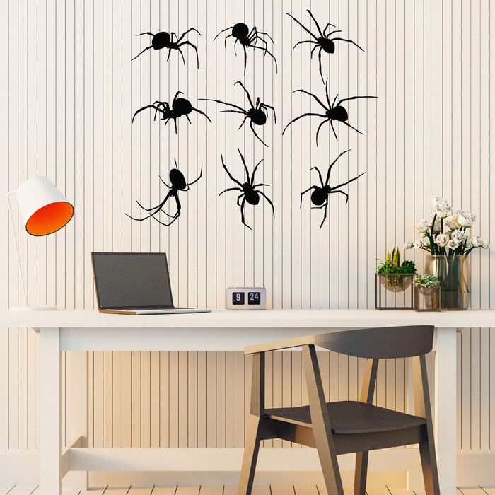 Vinyl Wall Decal Realistic Spiders Scary Web Helloween Interior Stickers Mural (g8113)