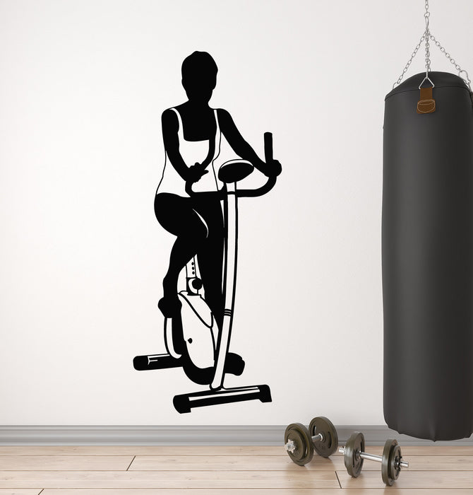 Vinyl Wall Decal Exercise Bike Sports Women Healthy Lifestyle Gym Stickers Mural (g205)