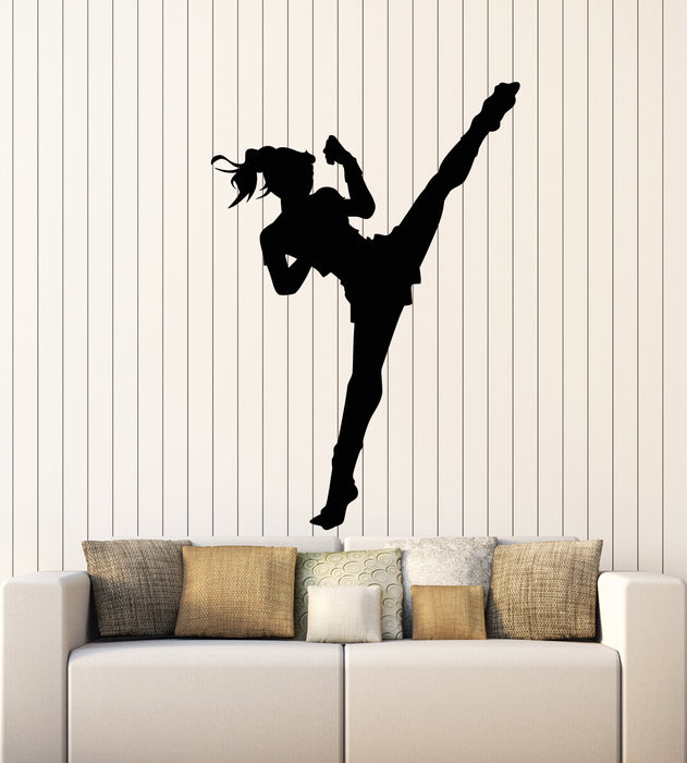 Vinyl Wall Decal Sports Girl Boxing Gym Martial Arts Motivation Stickers Mural (g1146)