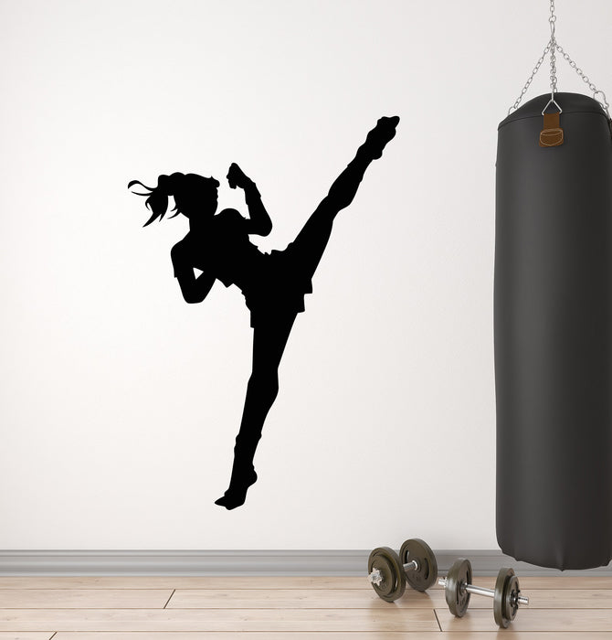 Vinyl Wall Decal Sports Girl Boxing Gym Martial Arts Motivation Stickers Mural (g1146)