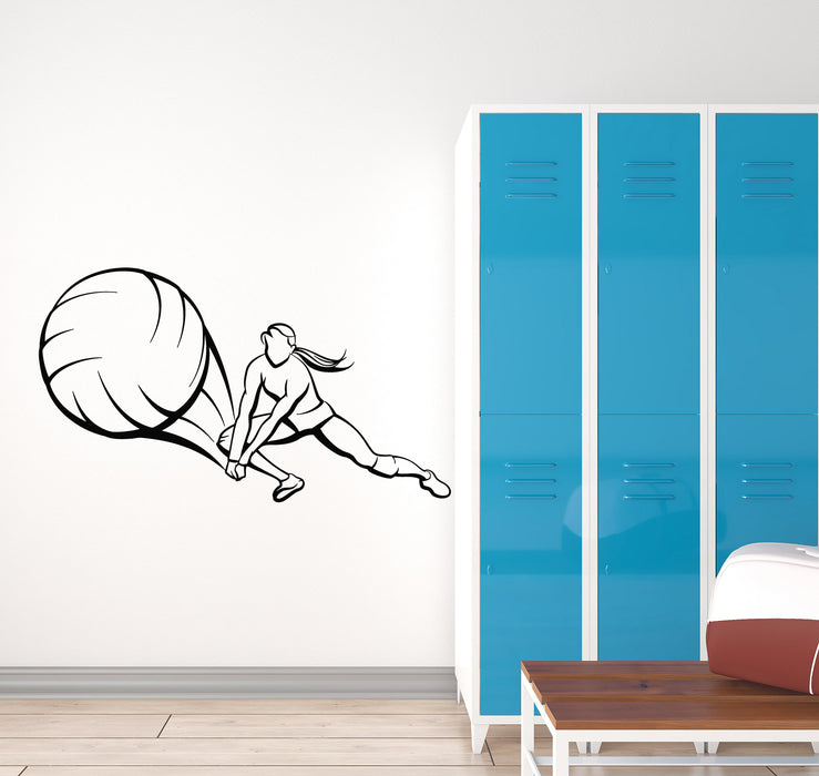 Vinyl Wall Decal Volleyball Player Ball Sports Girl Beach Game Stickers Mural (g2036)
