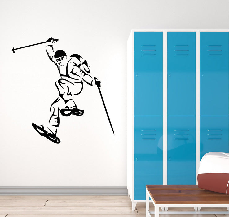Виниловая наклейка Лыжник Зимний вид спорта Лыжный спорт Фристайл Прыжок с трамплином Декор Уникальный подарок (g050)