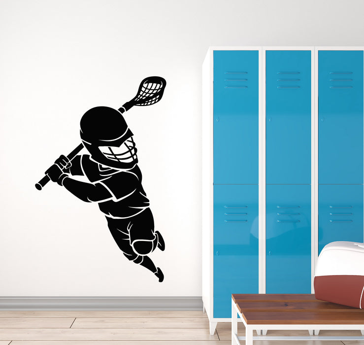 Vinyl Wall Decal Lacrosse Boy Player Game Ball Stick Sports Stickers Mural (g1056)