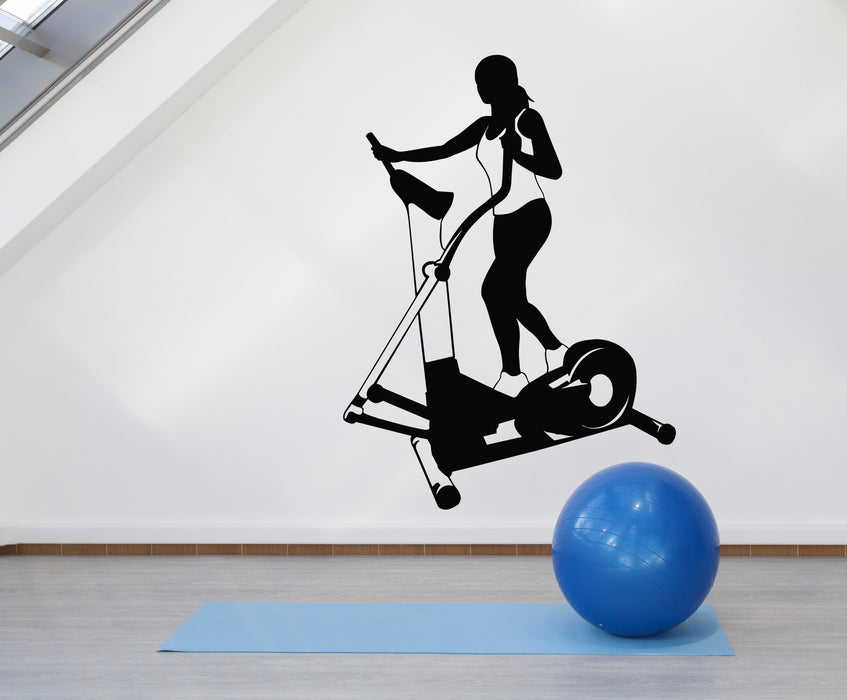 Vinyl Wall Decal Treadmill Sports Girl Fitness Gym Stickers Mural (g203)