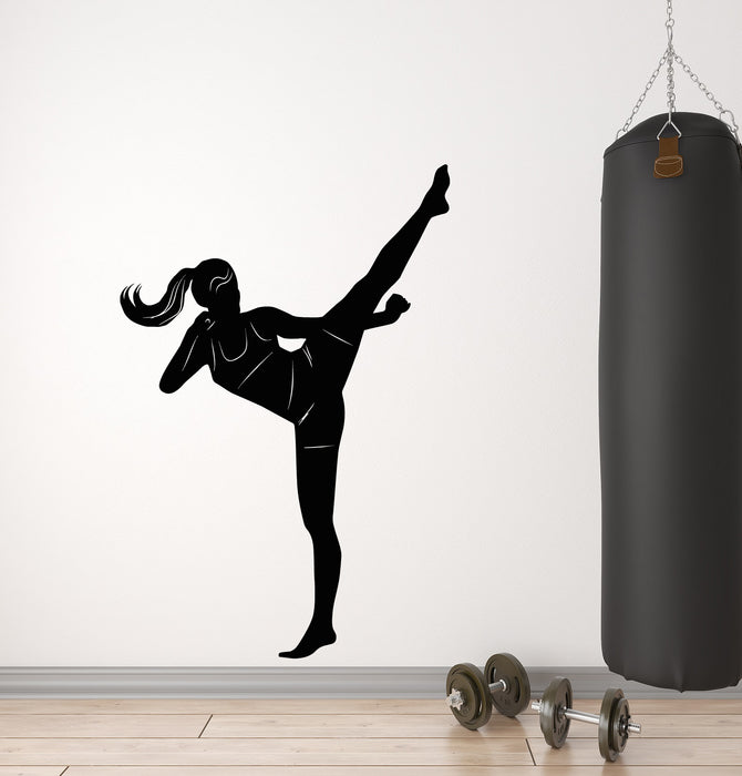 Vinyl Wall Decal Fight Club Fighting Fight Sport Girl Kickboxing Stickers Mural (g6160)