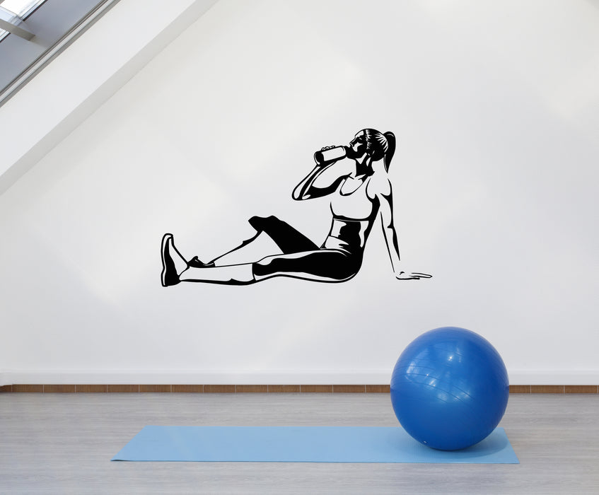 Vinyl Wall Decal Fitness Girl Figure Woman Sports Gym Decor Stickers Mural (g4410)