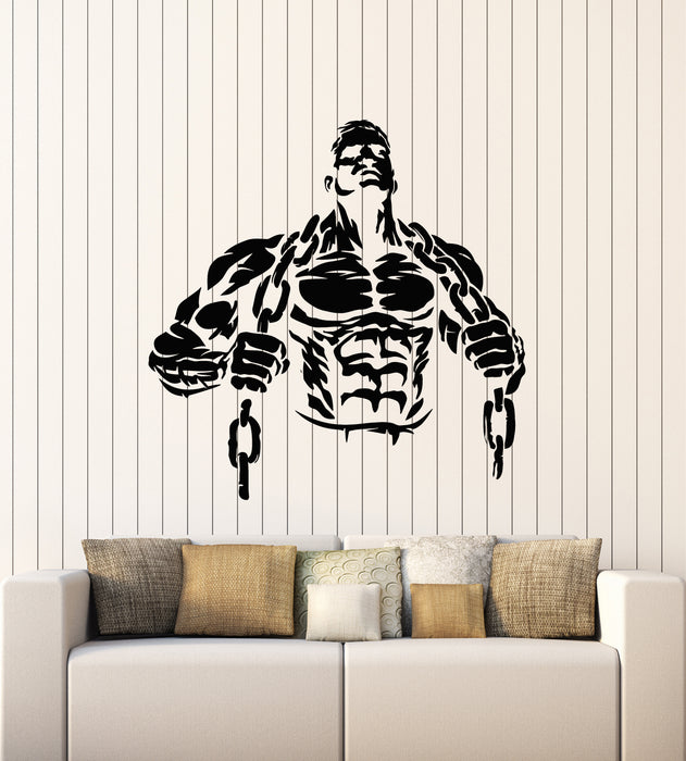 Vinyl Wall Decal Man Muscled Fitness Gym Bodybuilding Iron Sports Stickers Mural (g4446)