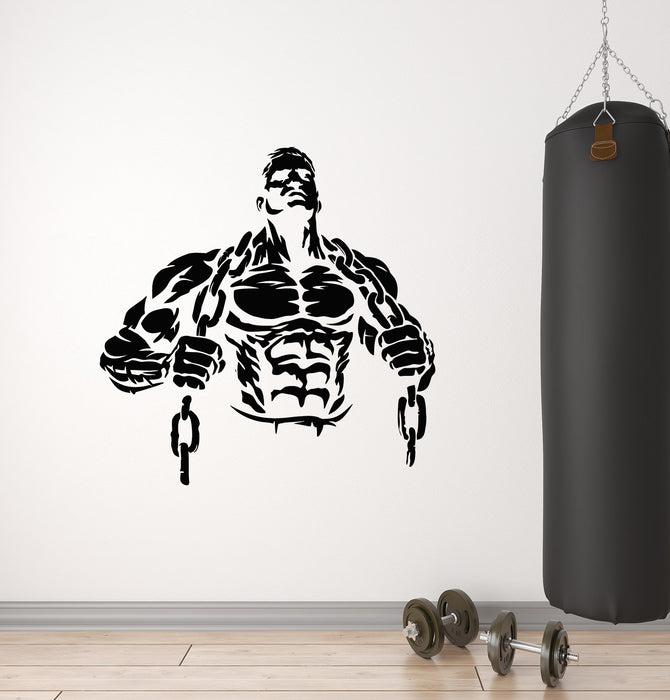 Vinyl Wall Decal Man Muscled Fitness Gym Bodybuilding Iron Sports Stickers Mural (g4446)