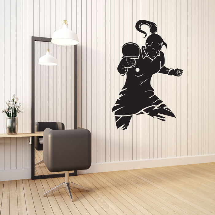 Sports Girl Vinyl Wall Decal Silhouette Tennis Player Sexy Stickers Mural (k158)