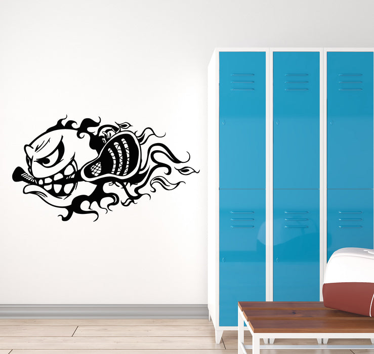 Vinyl Wall Decal Lacrosse Fireball Game Room Team Sport Stickers Mural (g4006)