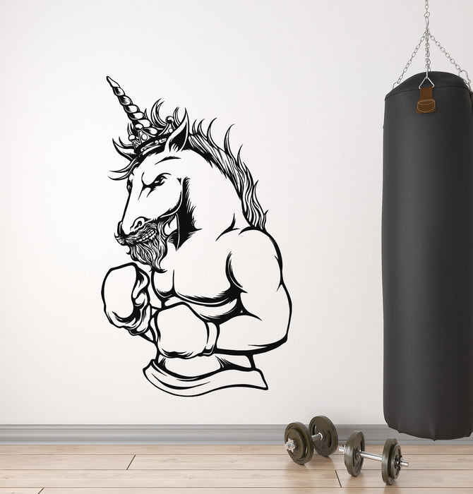 Vinyl Wall Decal Myth Unicorn Fantasy Art Sport Club Boxing Gym Stickers Mural (g4879)